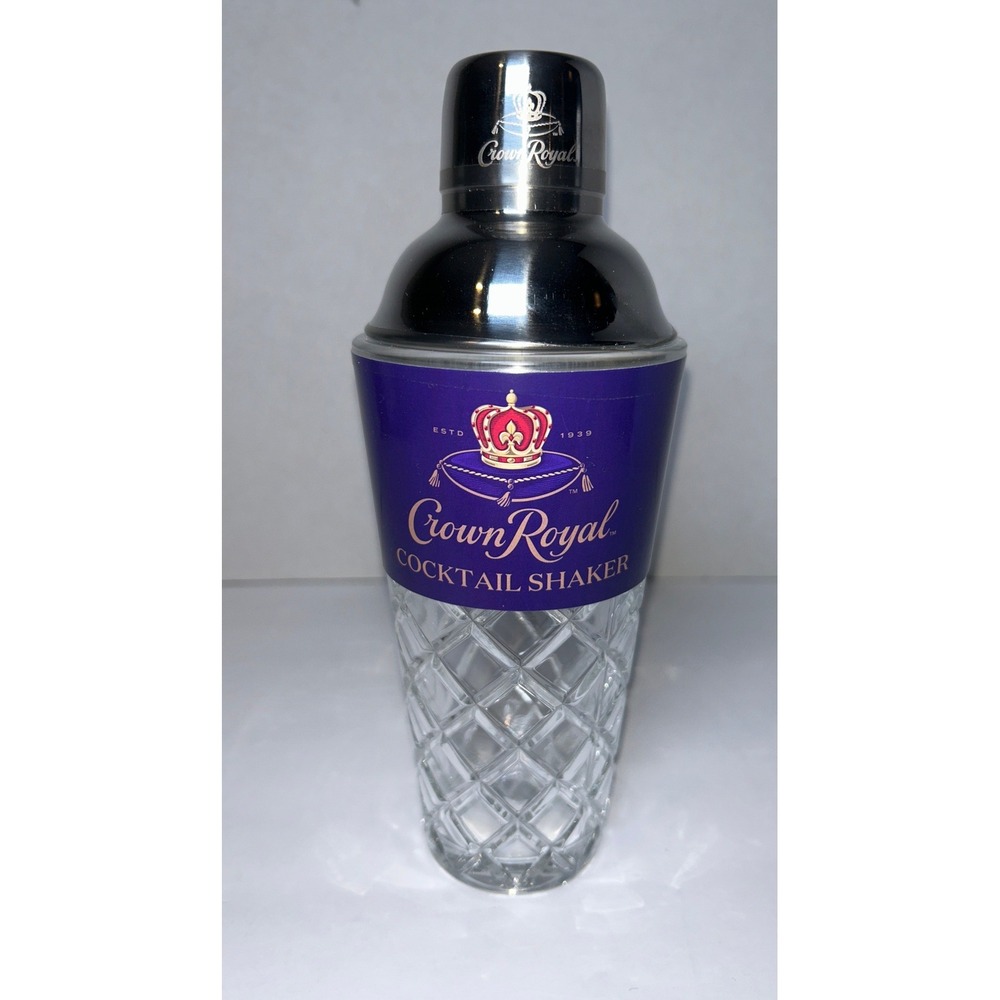 Crown Royal‎ Cocktail Shaker Glass Diamond Cut Barware